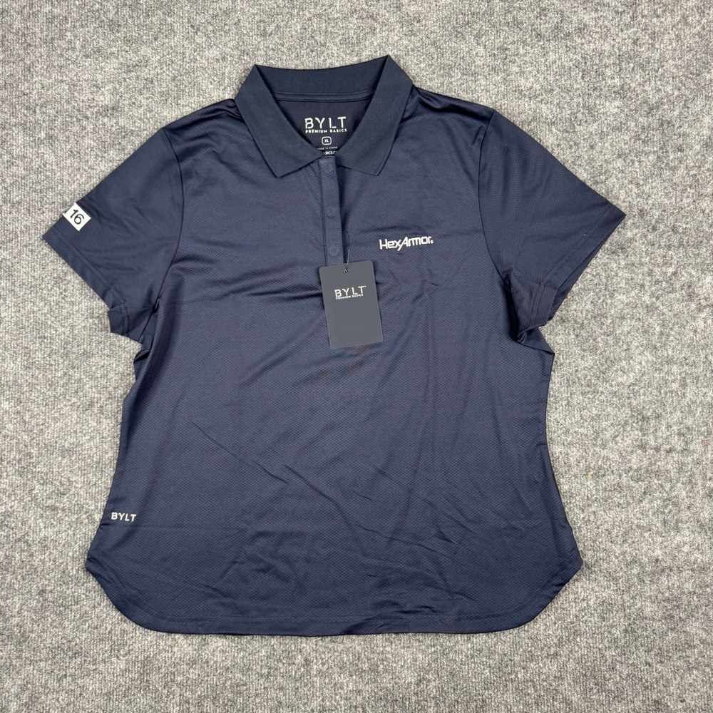BYLT Performance Polo Womens XL Navy Blue HexArmor Short Sleeve Athletic New